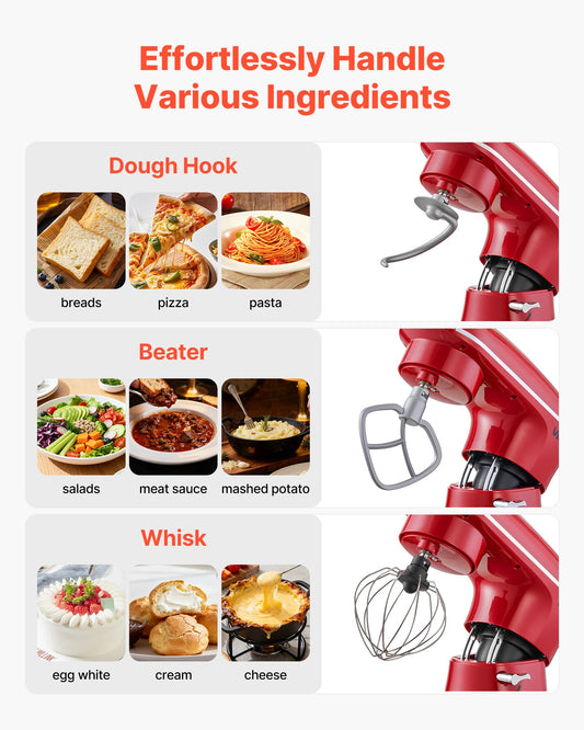 6 QT Stand Mixer 660W – Electric Tilt‑Head Mixer for Baking