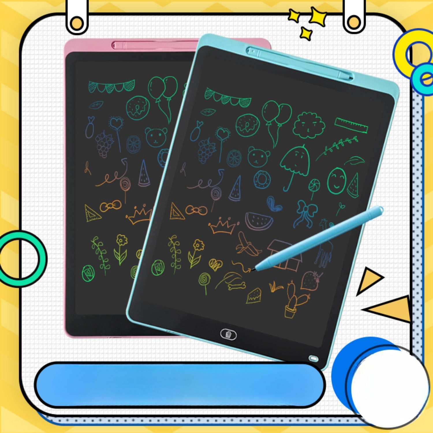 Kids 10 - Inch Colorful Writing Tablet – Erasable Educational Doodle Drawing Pad - Homtoy