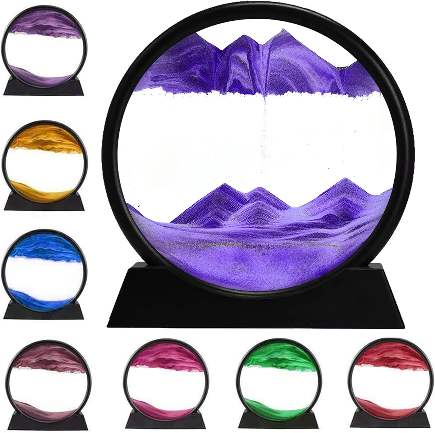 3D Dynamic Sand Art Liquid Motion, Moving Sand Art Picture Round Glass 3D Deep Sea Sandscape In Motion Display Flowing Sand Painting Relaxing Desk Toys - Homtoy