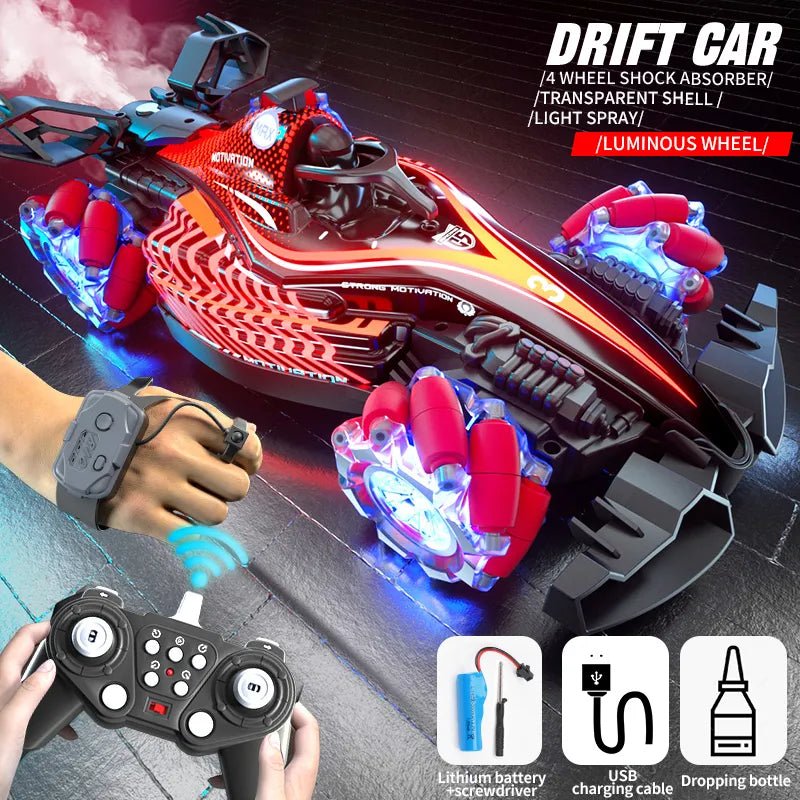 F1 Style Remote Control Toy Car – Music, Lights & Spray Tail Effect. - Homtoy