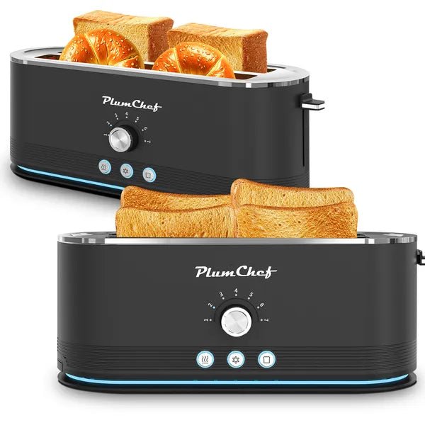 4 - Slice Stainless Steel Toaster – 7 Browning Settings with Defrost & Reheat Functions (1350W) - Homtoy