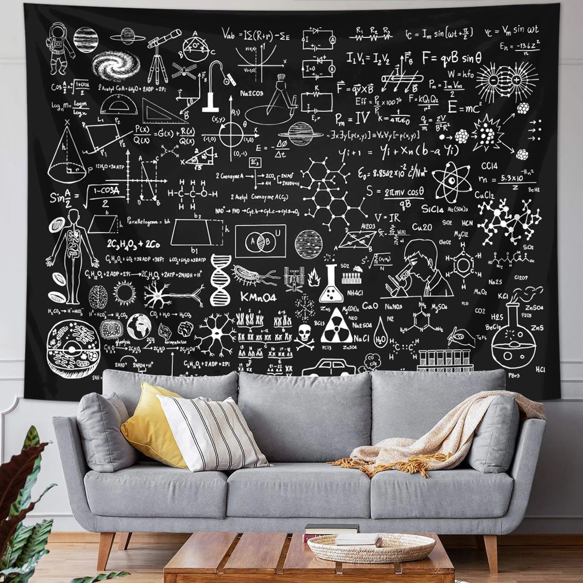 Fantasy Eyes Character Science Mathematics Blackboard Formula Tapestry - Homtoy