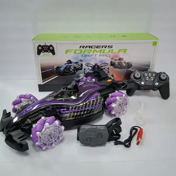 F1 Style Remote Control Toy Car – Music, Lights & Spray Tail Effect. - Homtoy