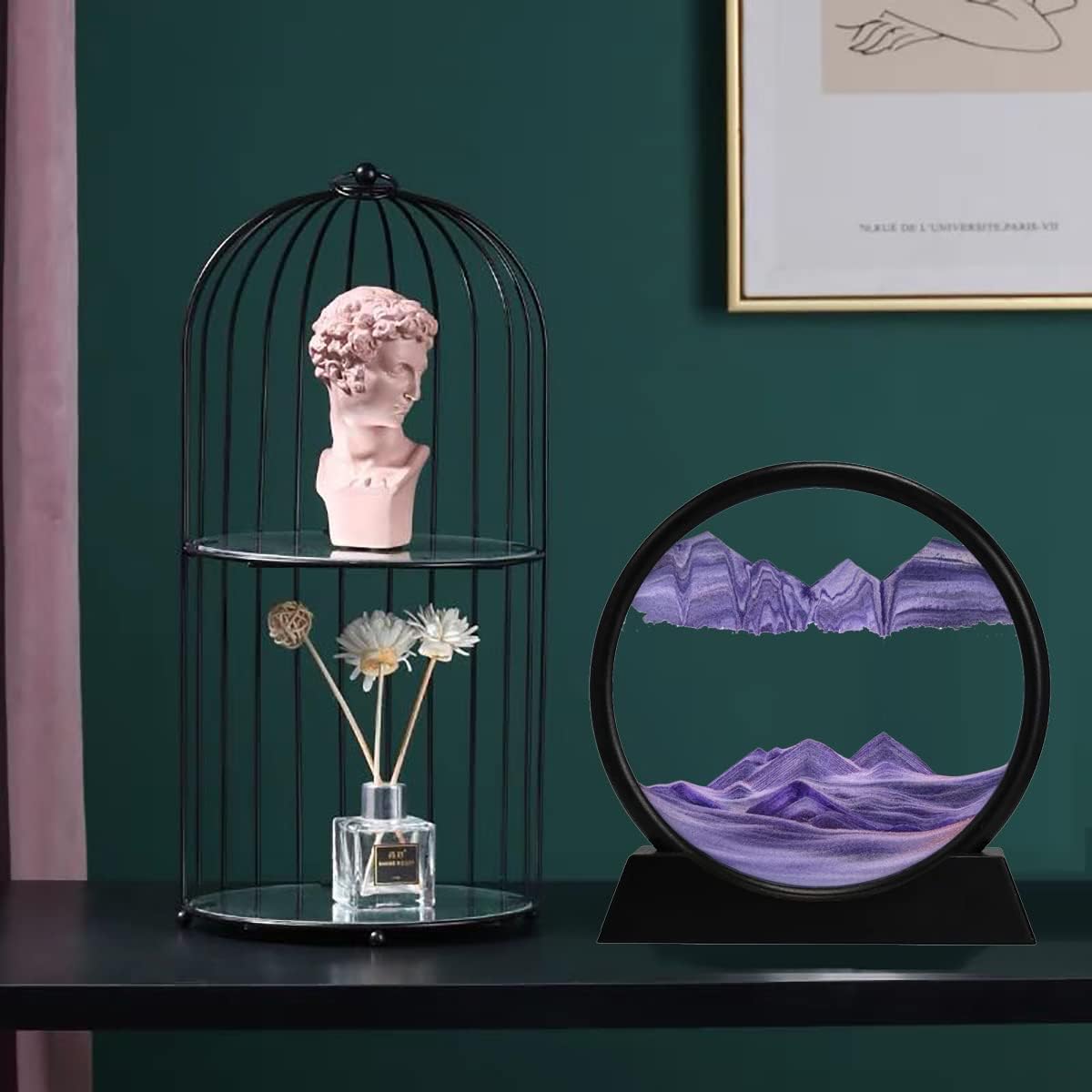 3D Dynamic Sand Art Liquid Motion, Moving Sand Art Picture Round Glass 3D Deep Sea Sandscape In Motion Display Flowing Sand Painting Relaxing Desk Toys - Homtoy