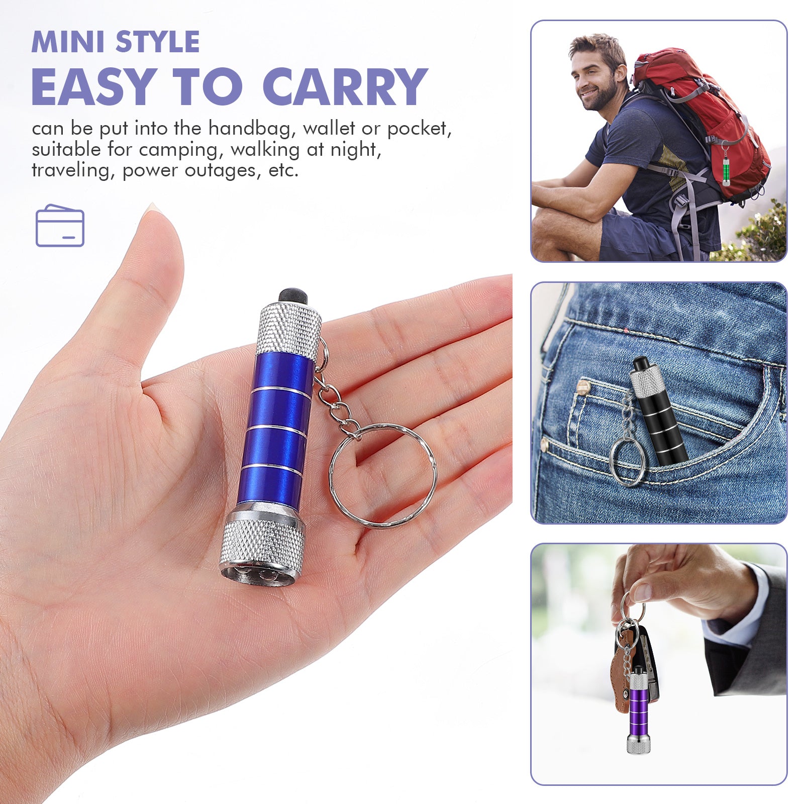 Mini Keychain Light Emergency Night Light Camping Flashlight Portable LED Torch Aluminum Keyring - Homtoy