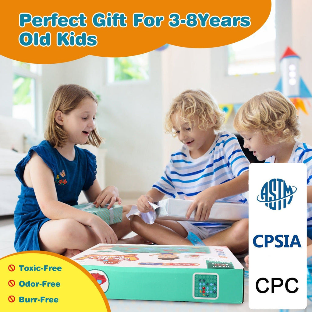 1Pc Kids Logical Road Builder Toy Brain Teasers Puzzles Montessori Toys Preschool Educational Learning Toys Puzzle STEM Board Game For 3 To 8 Years Old Boys Girls Birthday Gift - Homtoy