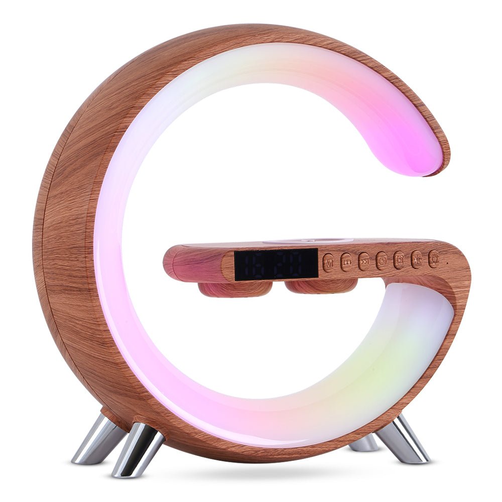 Smart G - Shaped LED Lamp – Bluetooth Speaker & Wireless Charger with App Control - Homtoy