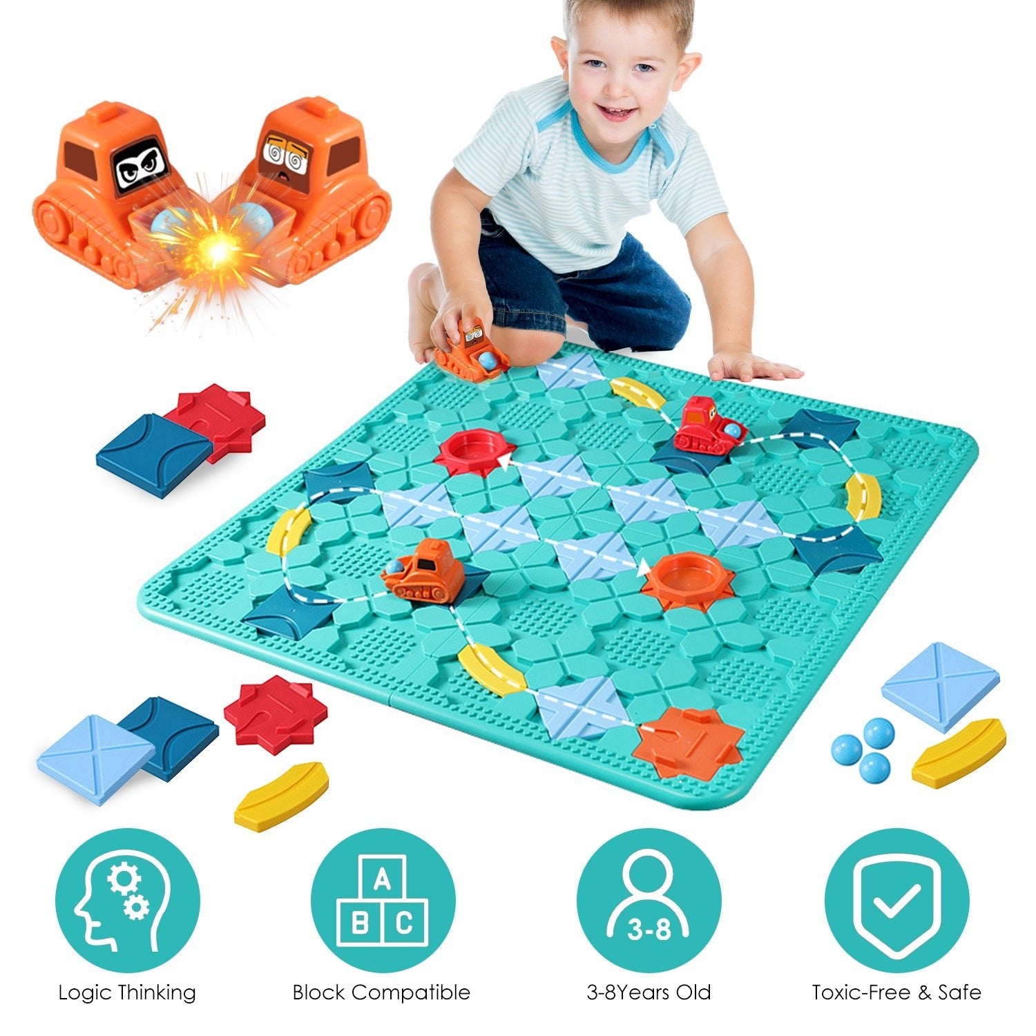1Pc Kids Logical Road Builder Toy Brain Teasers Puzzles Montessori Toys Preschool Educational Learning Toys Puzzle STEM Board Game For 3 To 8 Years Old Boys Girls Birthday Gift - Homtoy